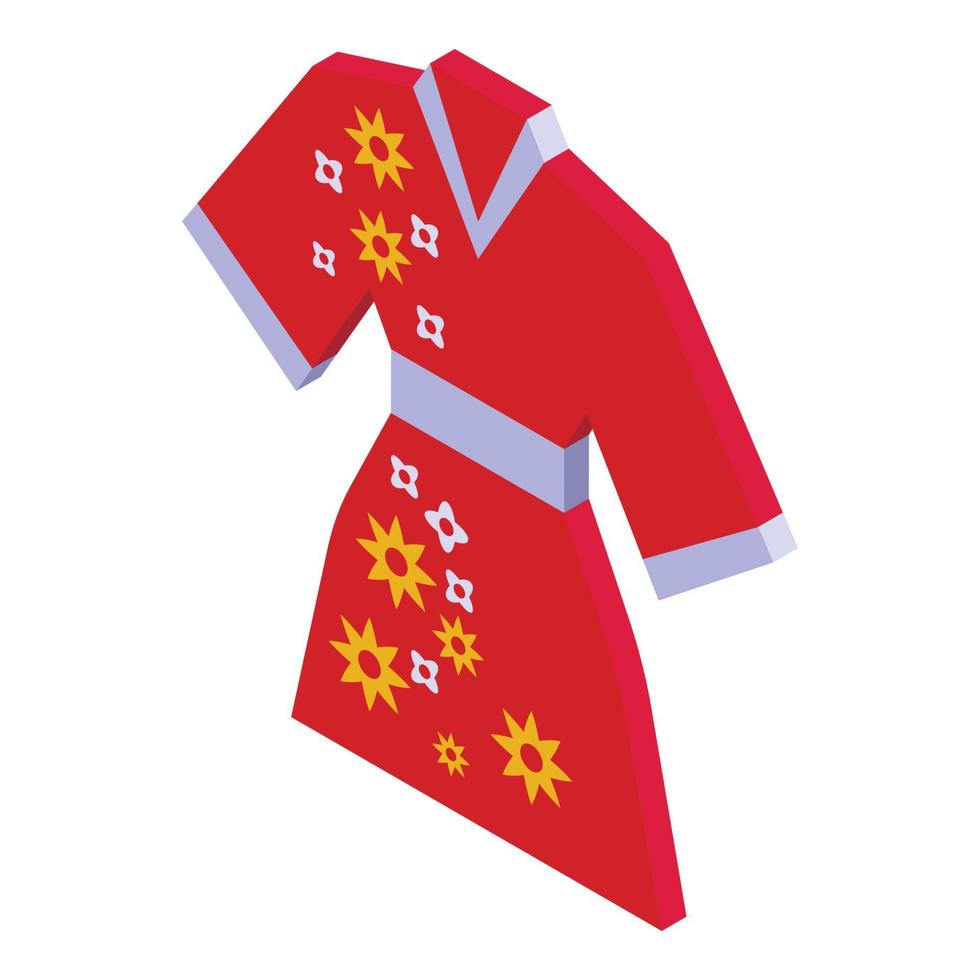 rojo Japón kimono icono isométrica vector. asiático cultura vector