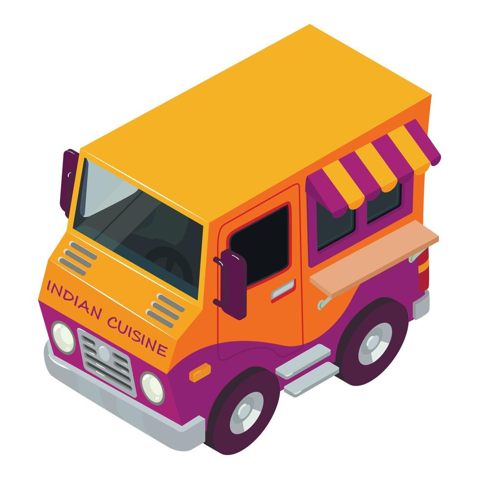 Indian cuisine icon isometric vector. Vehicle selling indian cuisine in street vector