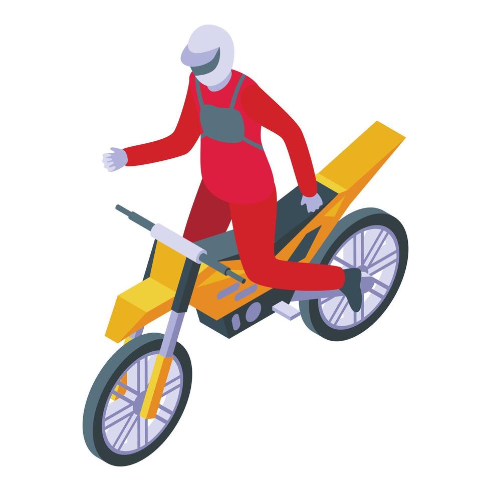 carrera bicicleta icono isométrica vector. hombre jinete vector