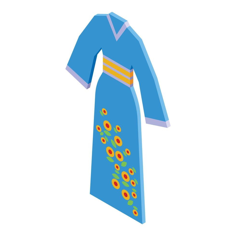 azul kimono icono isométrica vector. Japón Moda vector