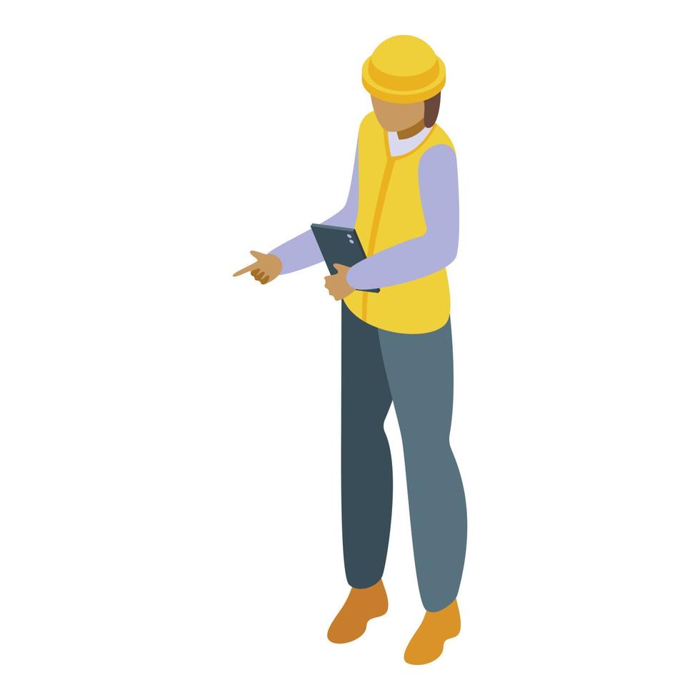 Female contractor icon isometric vector. Worker engineer vector