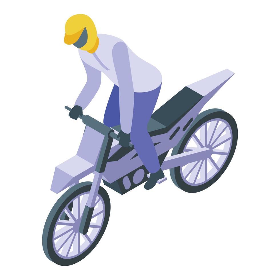 Race bike icon isometric vector. Motocross rider vector