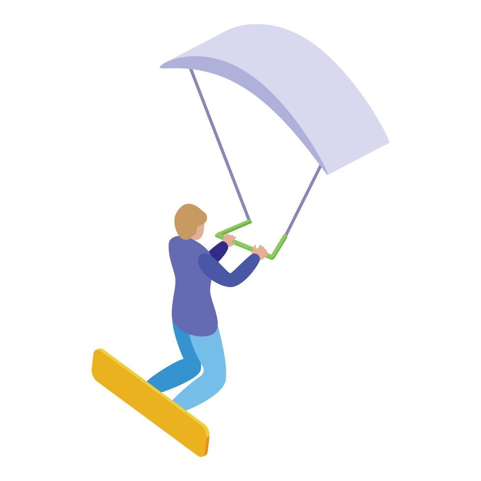 Kitesurfing action icon isometric vector. Wind surf vector