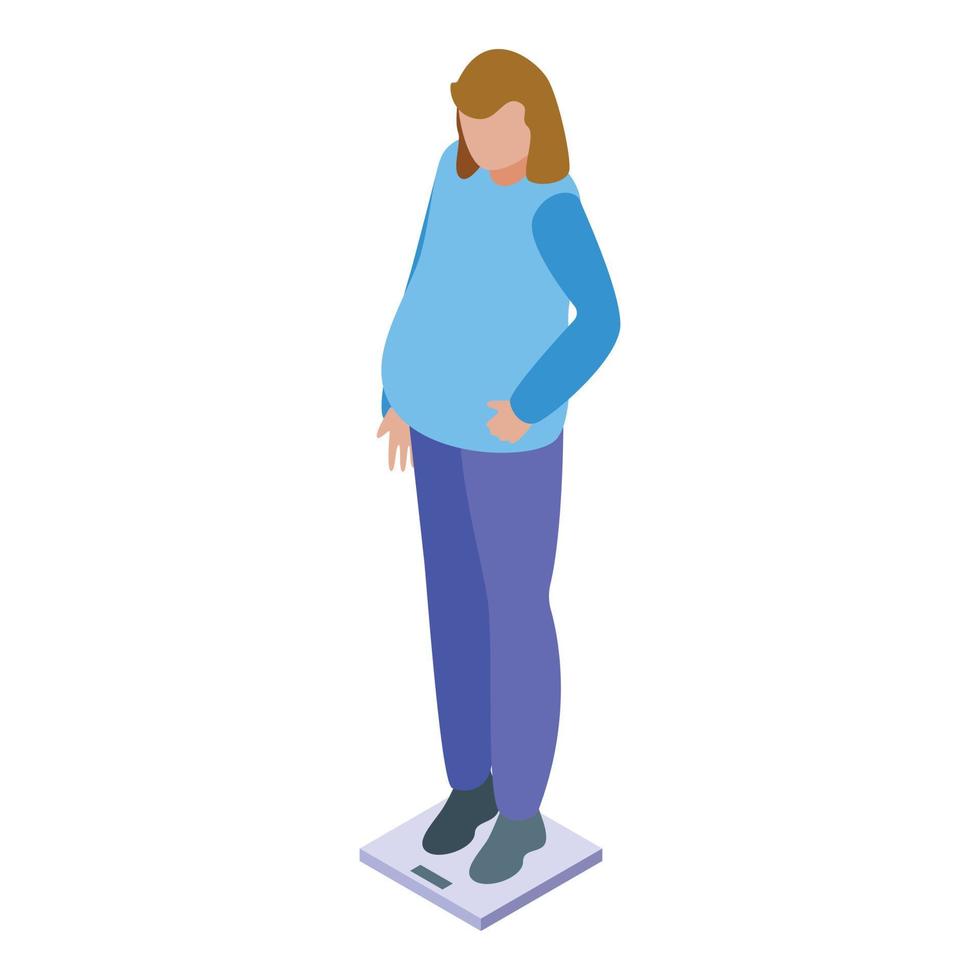 Girl overweight icon isometric vector. Fat disease vector