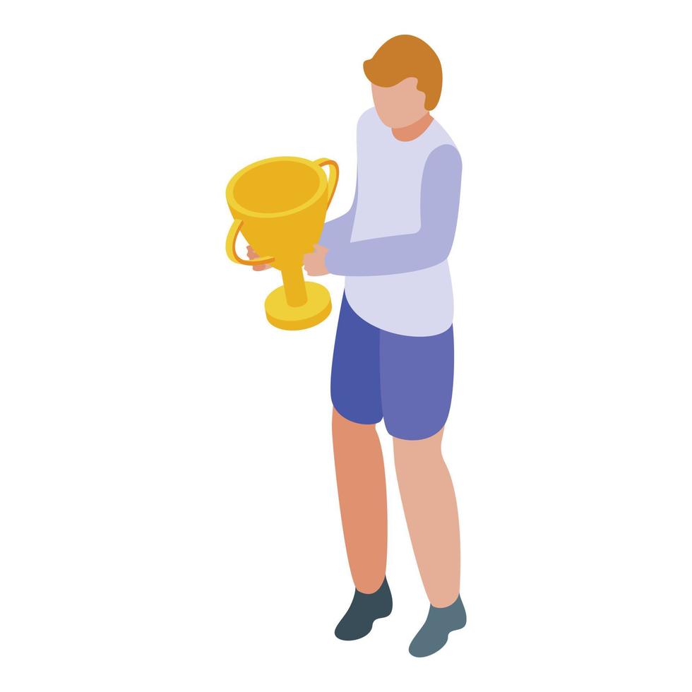Kitesurfing gold cup icon isometric vector. Wind kite vector