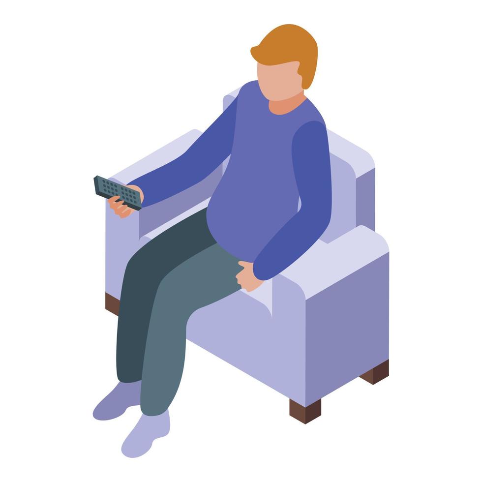 Passive lifestyle watch tv icon isometric vector. Fat disease vector