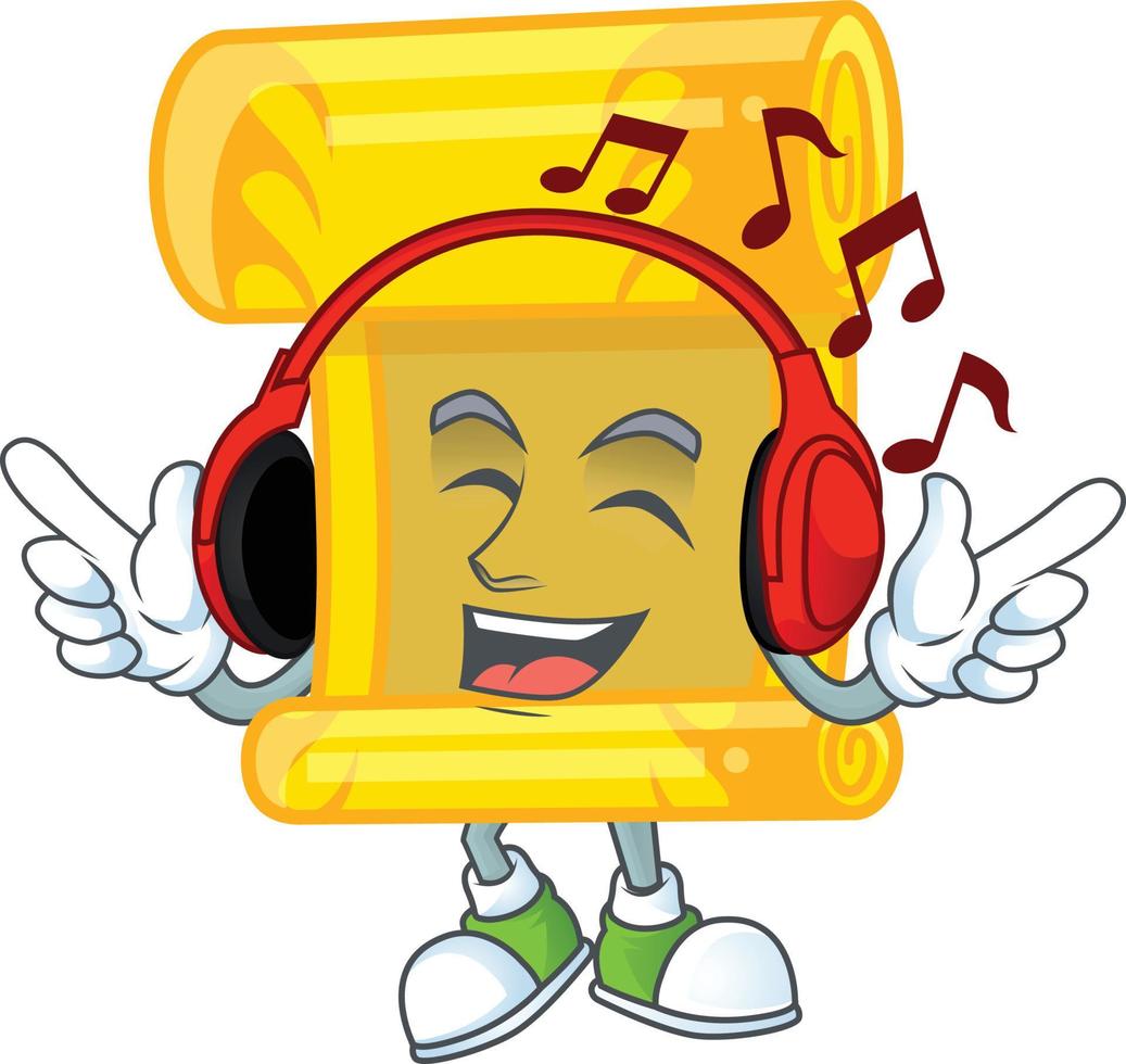 Chinese gold scroll cartoon character style vector