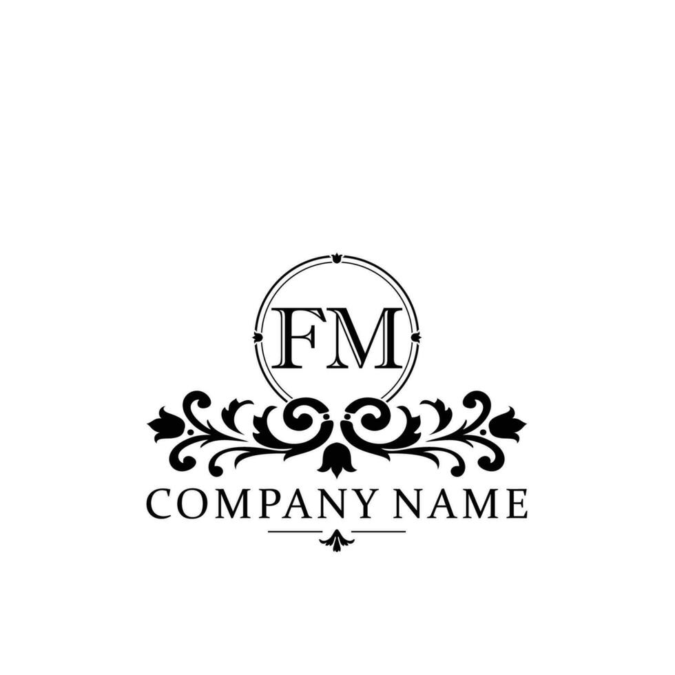 letter FM floral logo design. logo for women beauty salon massage cosmetic or spa brand vector