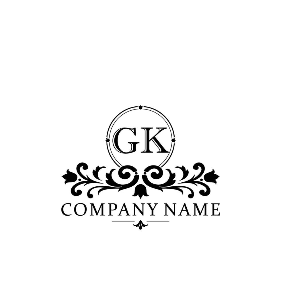 letter GK floral logo design. logo for women beauty salon massage cosmetic or spa brand vector
