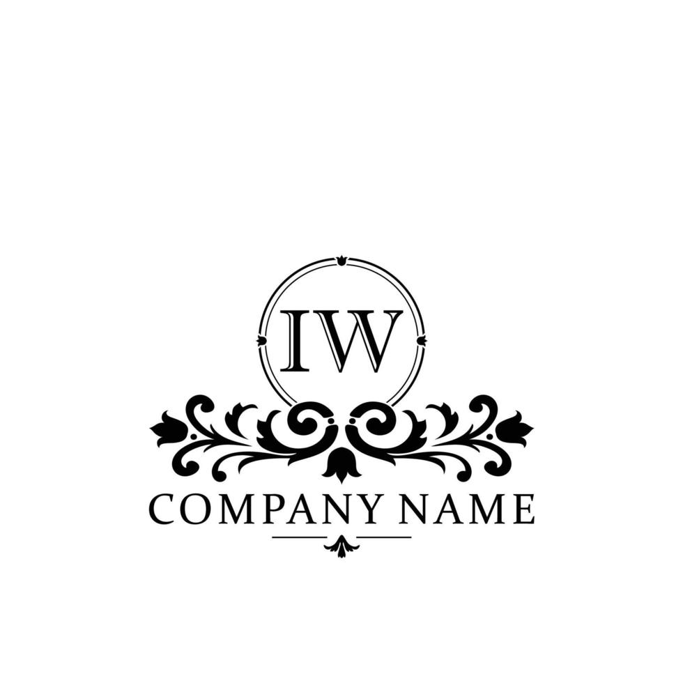 letter IW floral logo design. logo for women beauty salon massage cosmetic or spa brand vector