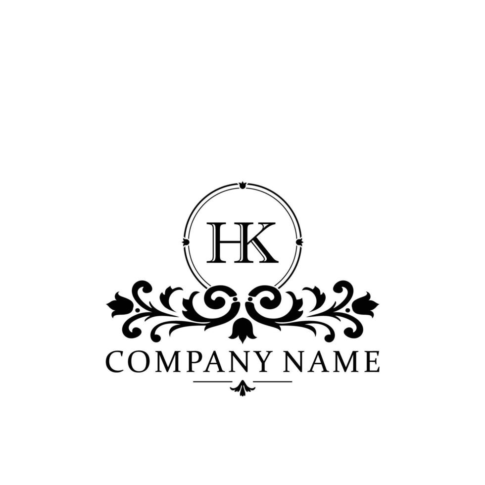 letra hk floral logo diseño. logo para mujer belleza salón masaje cosmético o spa marca vector