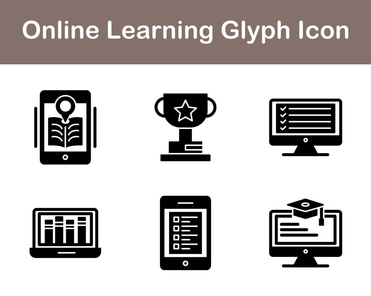 en línea aprendizaje vector icono conjunto