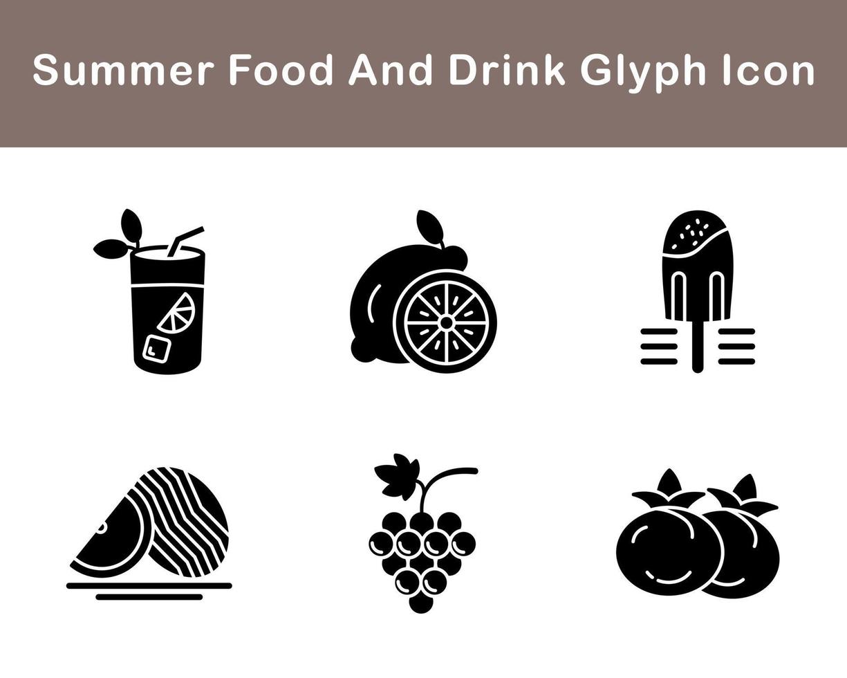 Summer Food And Drink Vector Icon Set