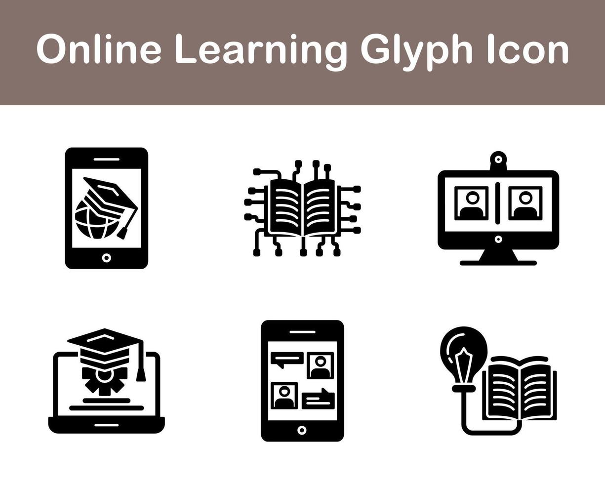 en línea aprendizaje vector icono conjunto