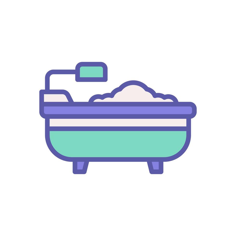 bathtub icon with filled color style vector
