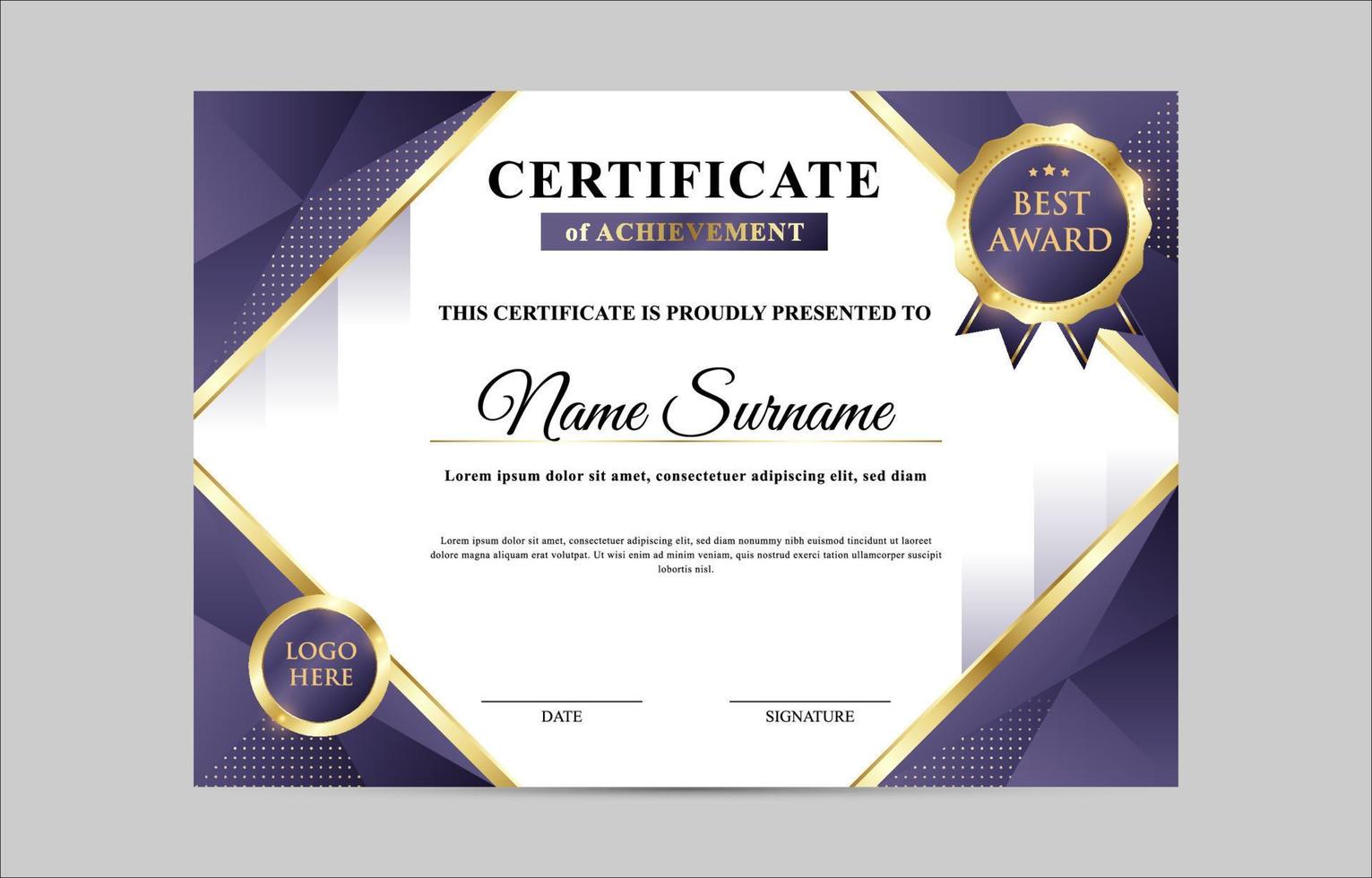 Professional Gradient Certificate Template vector
