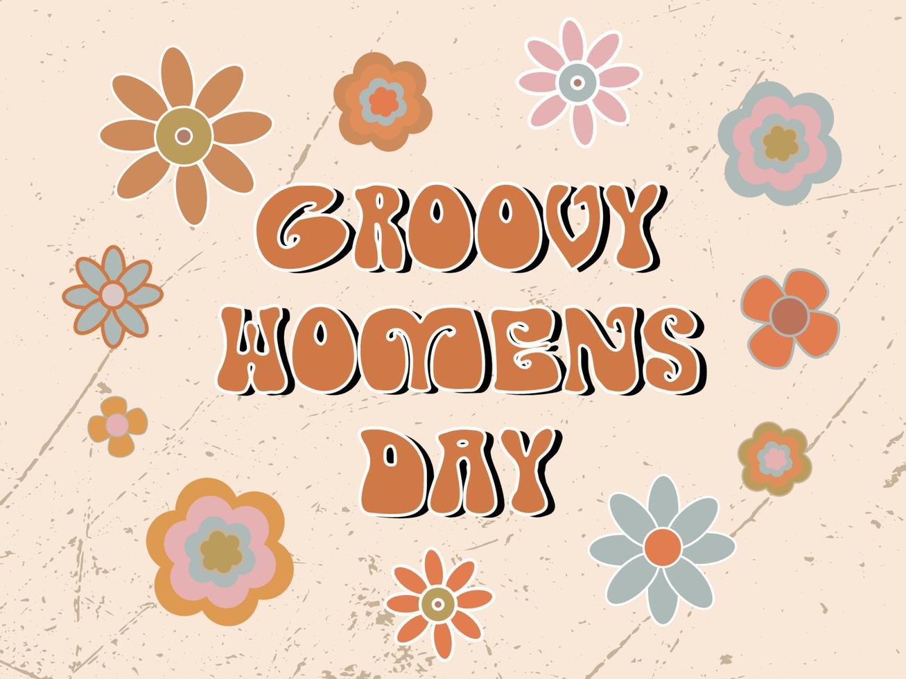 Groovy womens day. vector