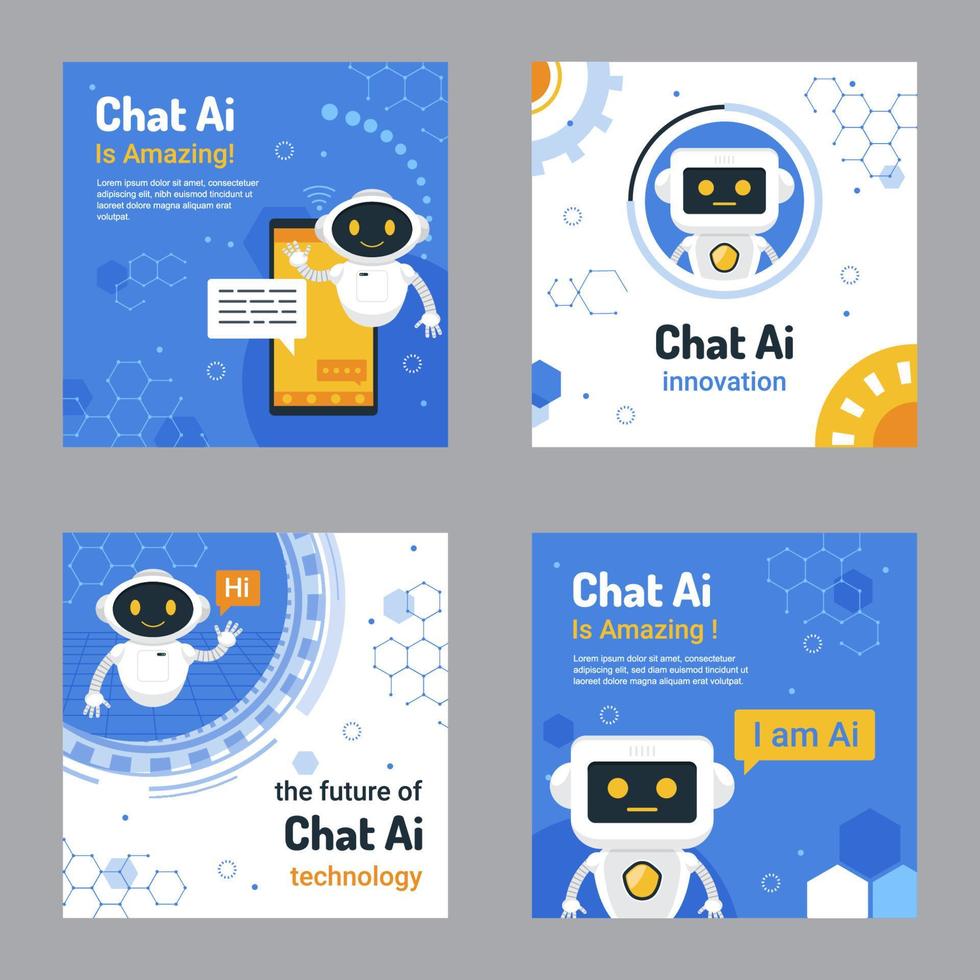 Set of Chat AI Social Media Post vector