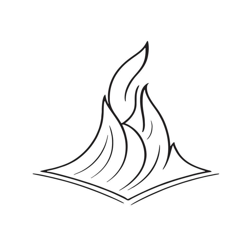 Simple Hand-Drawn Bonfire Outline in Flat Design vector