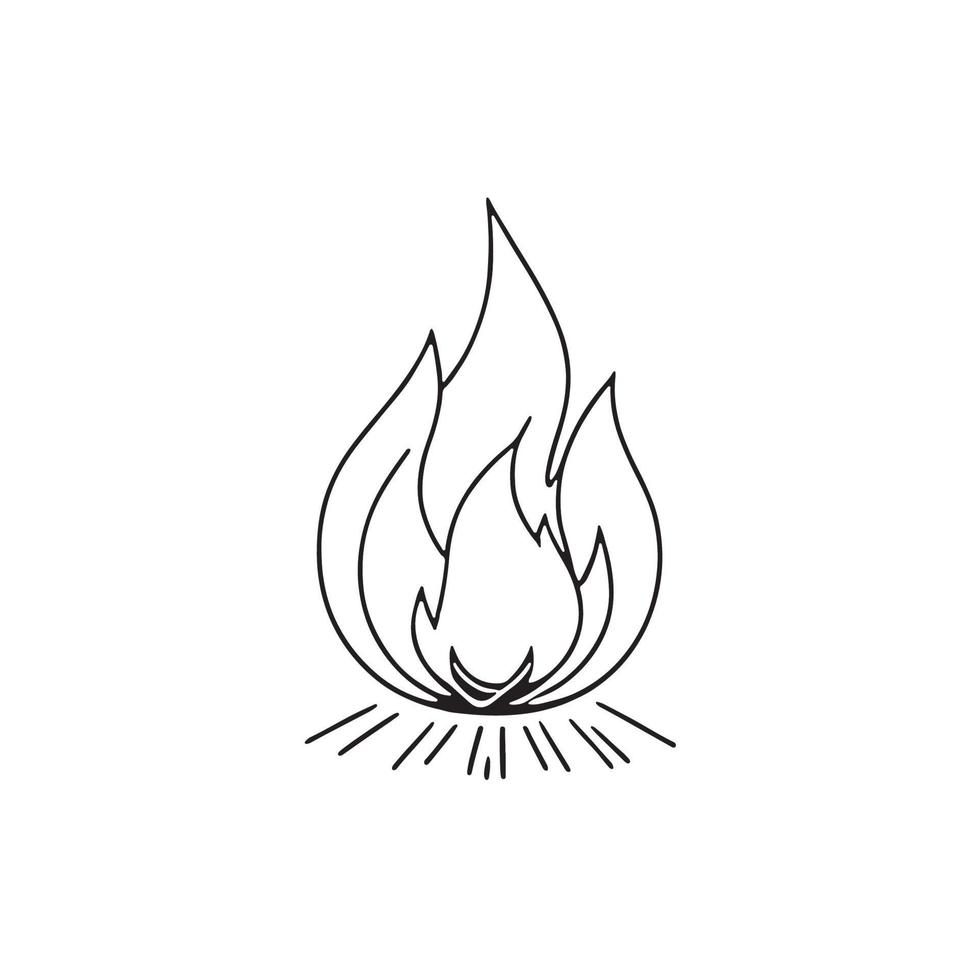 Simple Hand-Drawn Bonfire Outline in Flat Design vector