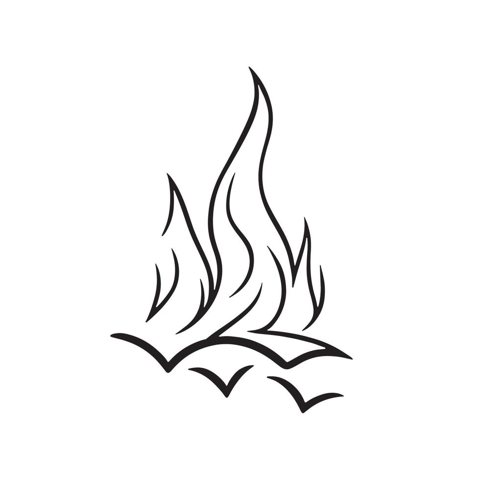 Simple Hand-Drawn Bonfire Outline in Flat Design vector