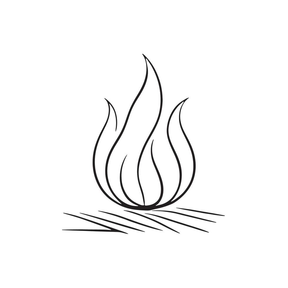 Simple Hand-Drawn Bonfire Outline in Flat Design vector