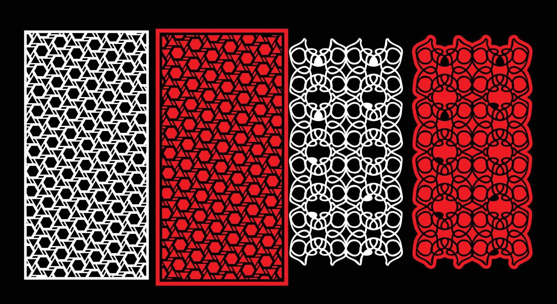 Decorative wall panels set Jali design for graphic and plywood,partition, foam, acrylic and CNC machine cutting. vector