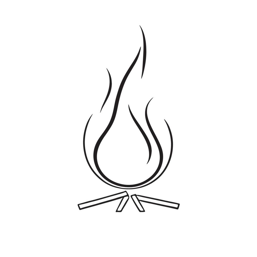 Simple Hand-Drawn Bonfire Outline in Flat Design vector