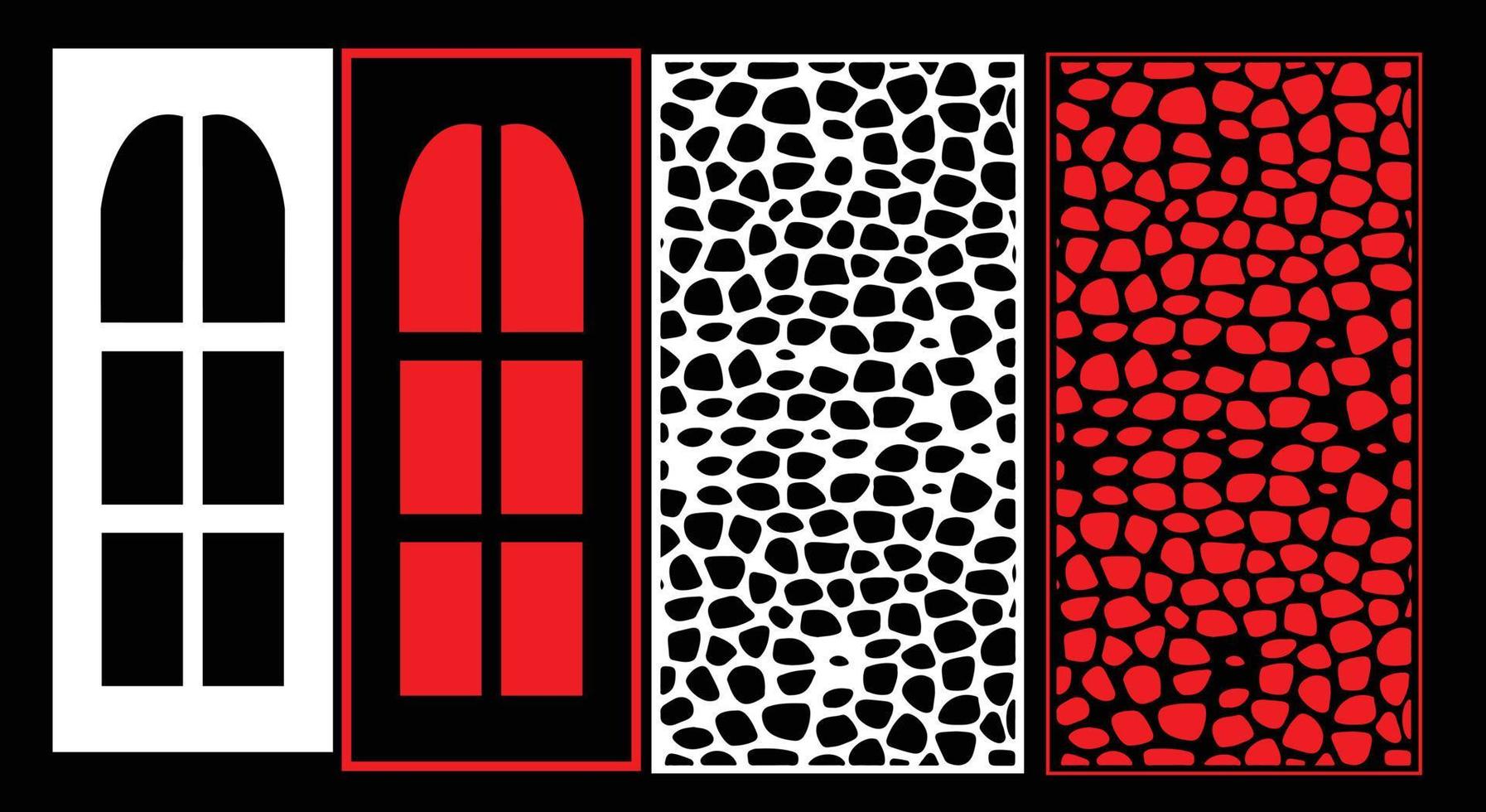 Decorative wall panels set Jali design for graphic and plywood,partition, foam, acrylic and CNC machine cutting. vector