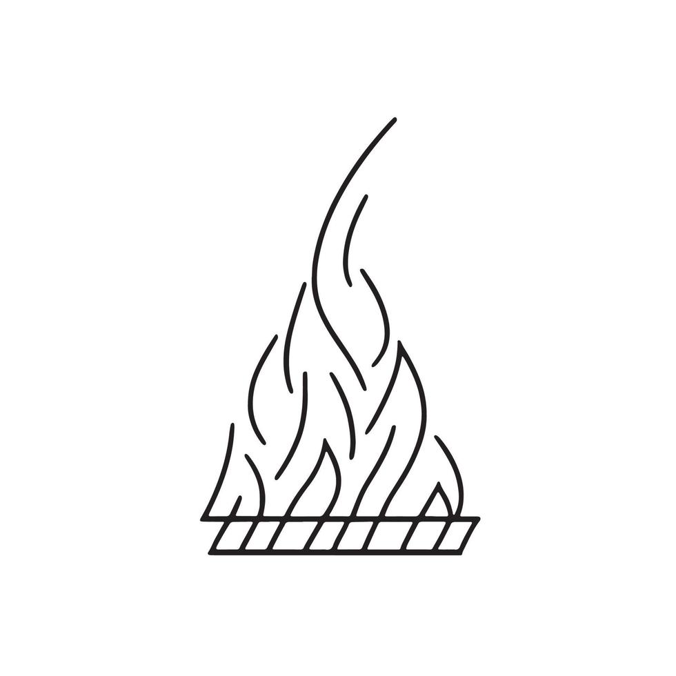 Simple Hand-Drawn Bonfire Outline in Flat Design vector