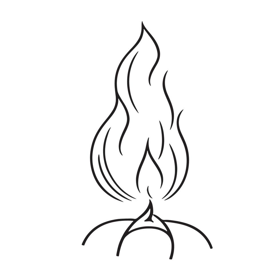 Simple Hand-Drawn Bonfire Outline in Flat Design vector