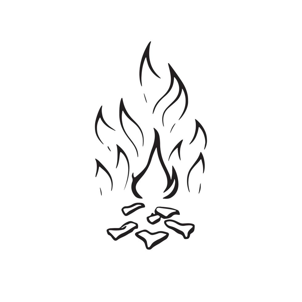 Simple Hand-Drawn Bonfire Outline in Flat Design vector