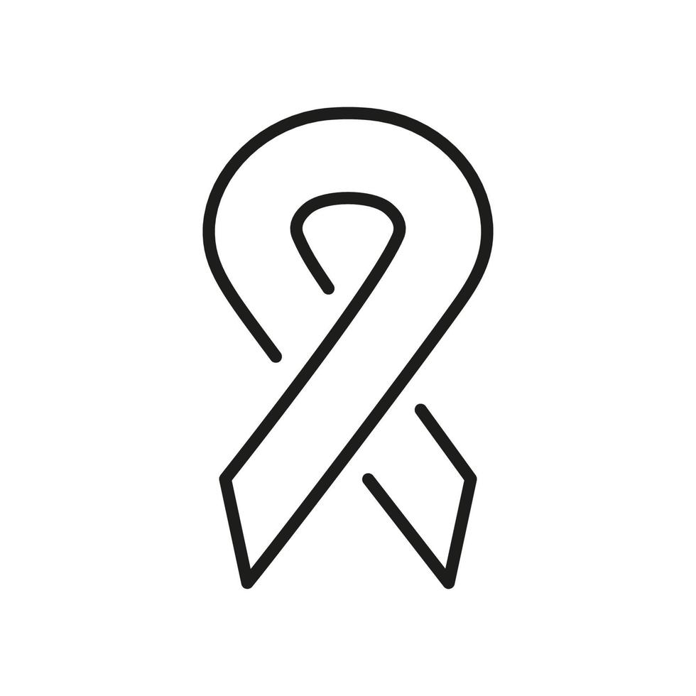 Cancer Ribbon Loop Line Icon. Hiv Awareness Day Linear Symbol. Support People with Cancer Sign. Hope, Tolerance, Solidarity Campaign Outline Pictogram. Editable Stroke. Isolated Vector Illustration.