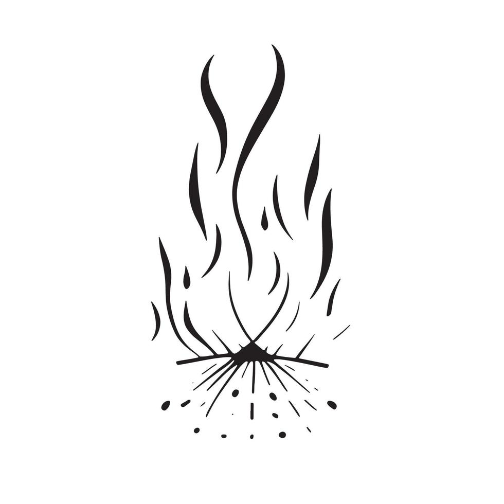 Simple Hand-Drawn Bonfire Outline in Flat Design vector