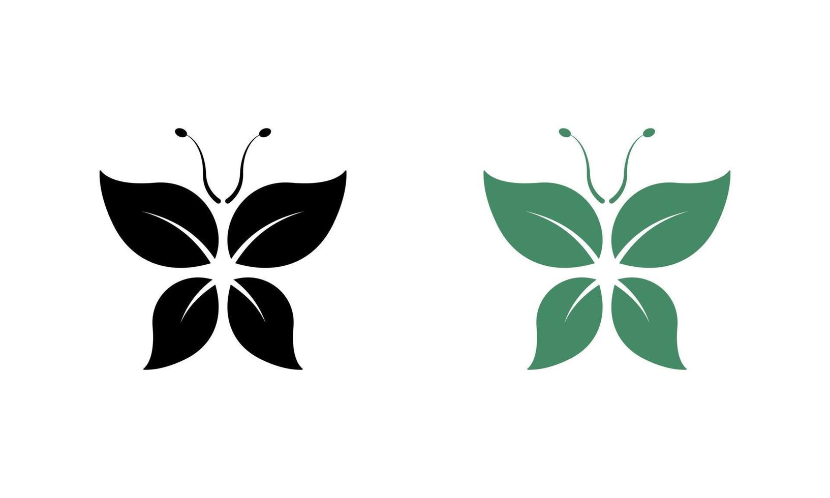 Ecology Beauty Plant Butterfly. Natural Environment Beautiful Plant Symbol. Leaf in Butterfly Shape Green Silhouette Icon. Organic Eco Nature Decoration. Isolated Vector Illustration.