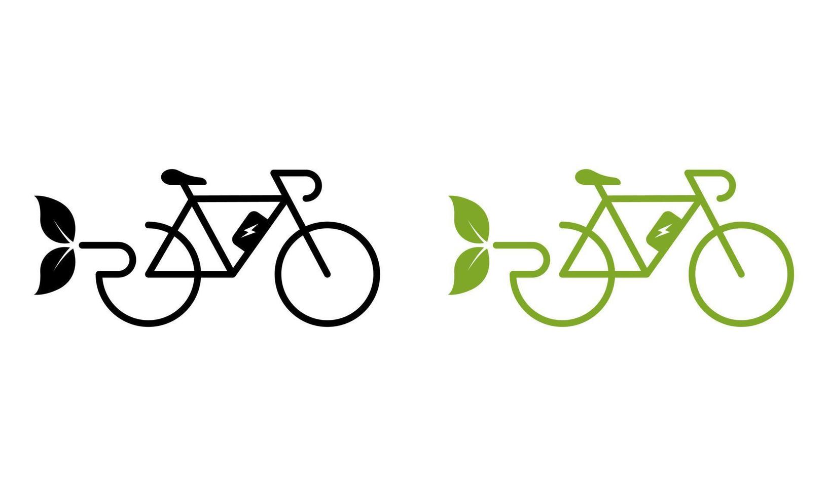 Electric Power Bicycle Silhouette Icon Color Set. Green Energy Eco ...