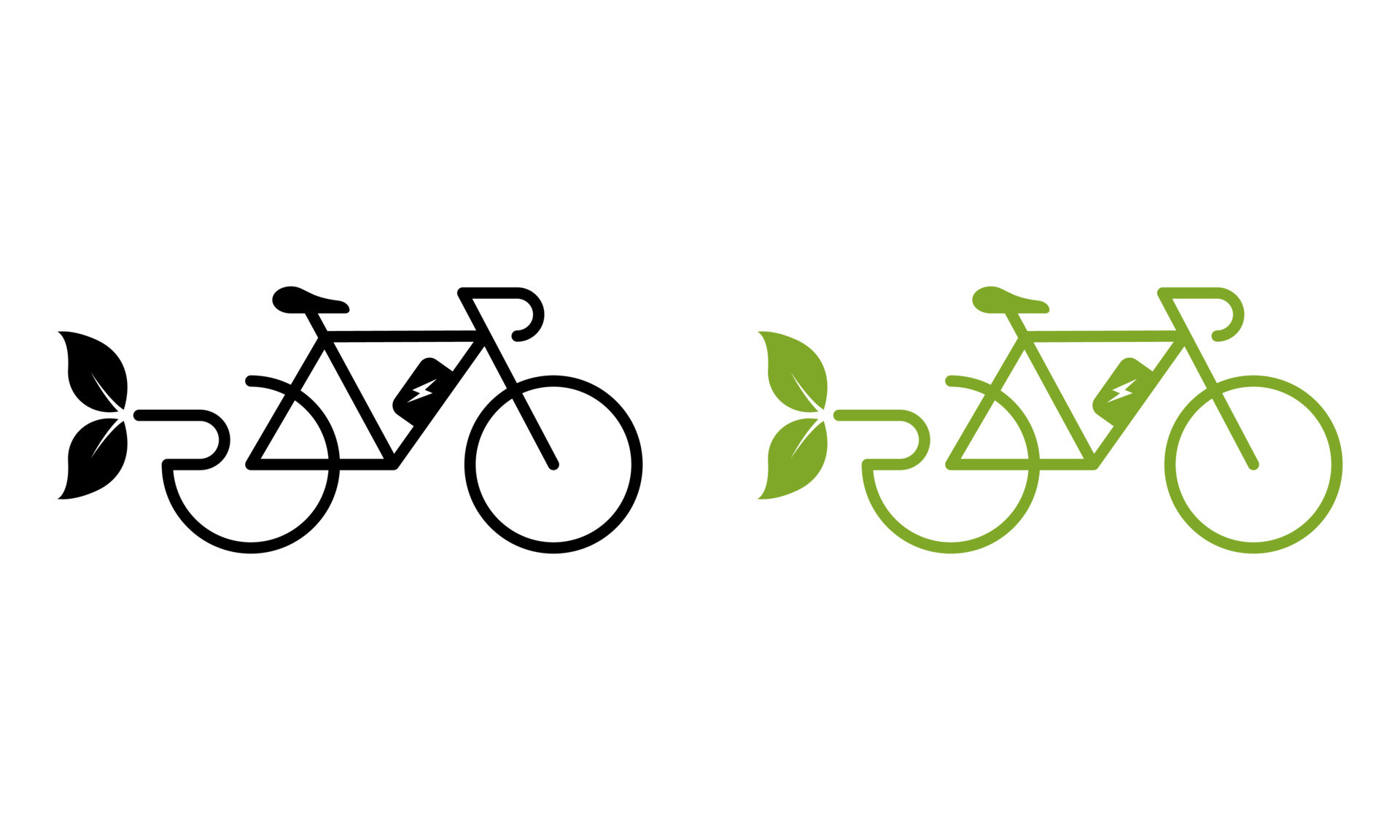 Electric Power Bicycle Silhouette Icon Color Set. Green Energy Eco Bike