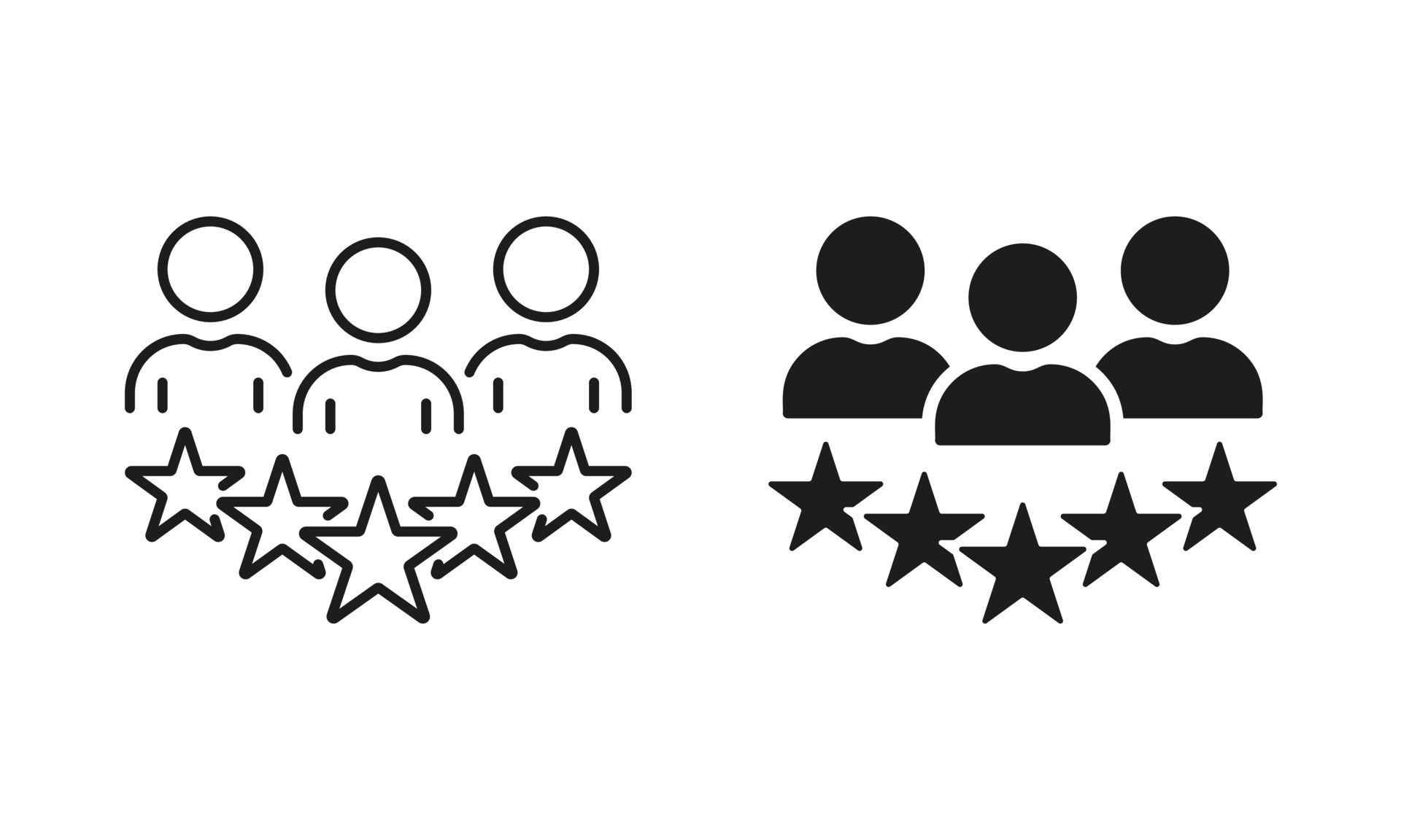 Experienced Team Silhouette and Line Icon. User or Customer Satisfaction.  High Quality Service Pictogram. Good Quality Review, Happy Client Icon.  Editable Stroke. Isolated Vector Illustration. 20271334 Vector Art at  Vecteezy