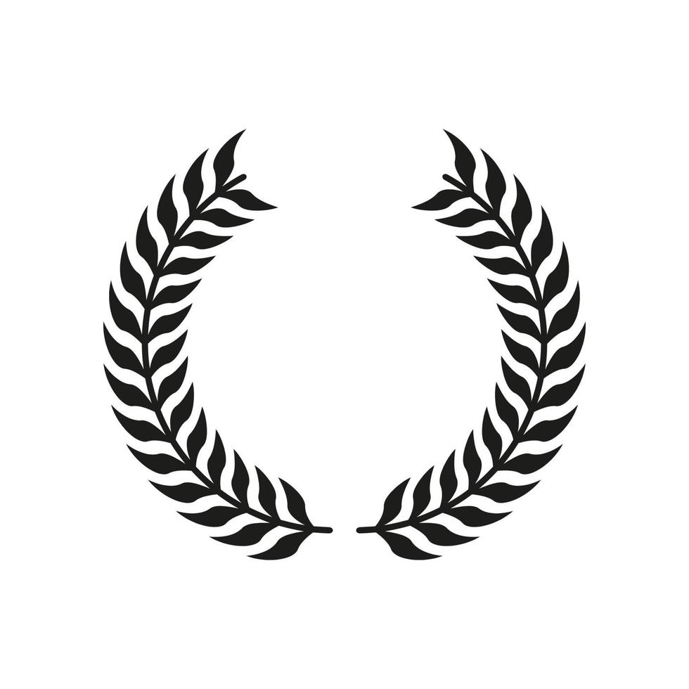 Laurel Wreath Reward Black Silhouette Icon. Olive Leaves Branch Trophy for Leader Glyph Pictogram. Chaplet Round Award for Winner Emblem. Leaf Twig Victory Symbol. Isolated Vector Illustration.
