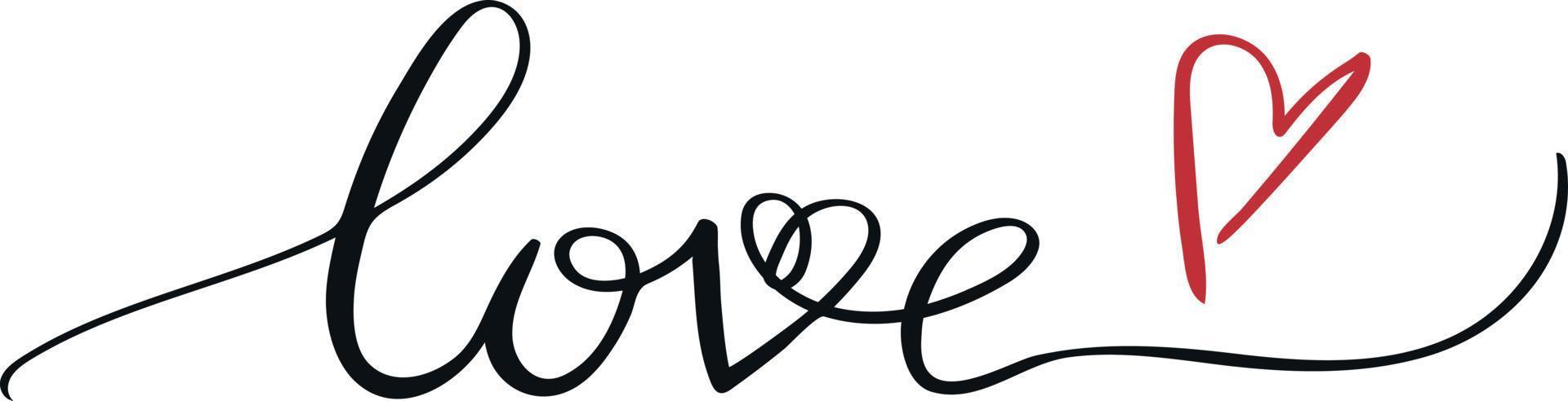 Love. Love card with hand drawn lettering. Handwriting. Valentine. Vector art