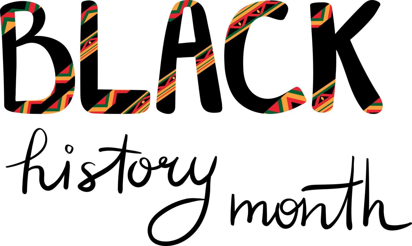 negro historia mes. africano americano historia. celebrado anual. letras con geométrico modelo en verde, amarillo y rojo colores. aislado en blanco vector