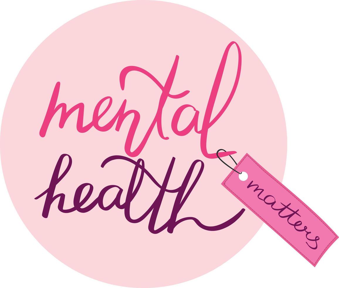 Mental health matters quote lettering. Selfcare. Handwriting. Calligraphy inspired. Simple lettering for print, planner, journal. Vector art