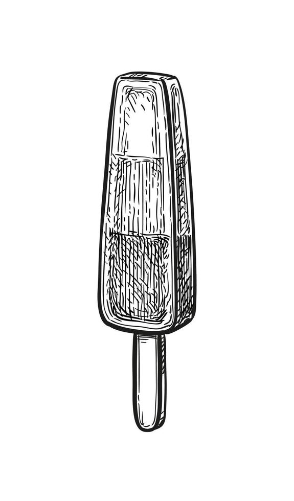 hielo popular o paleta de hielo. congelado bocadillo en un palo. tinta bosquejo colección aislado en blanco antecedentes. mano dibujado vector ilustración. retro estilo.