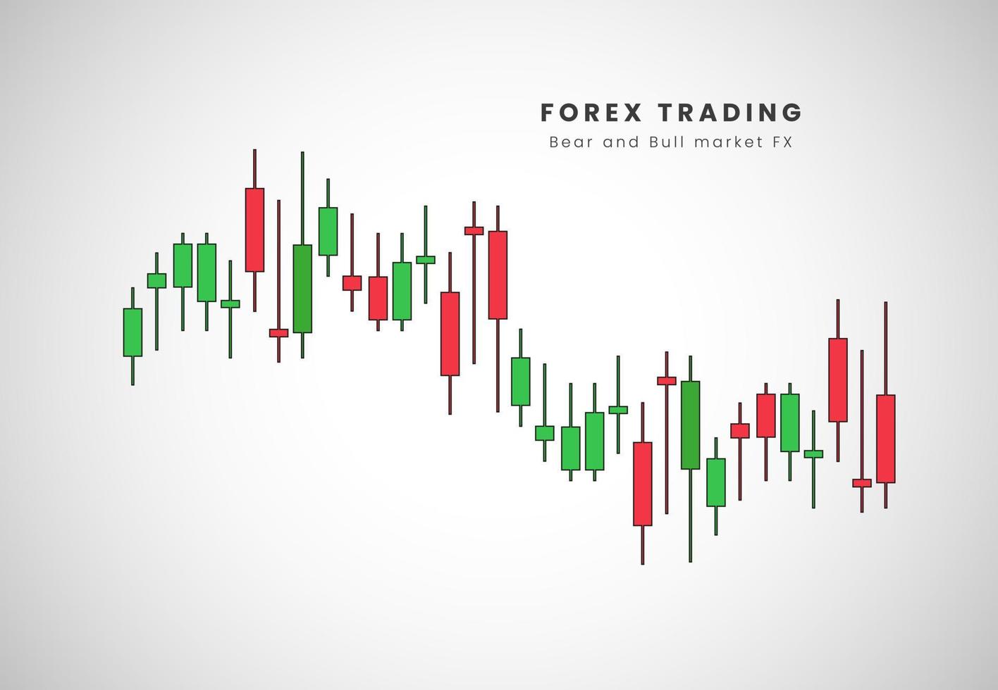 comprar y vender indicadores para forex mercado y desgarrando de forex precio acción velas para rojo y verde, forex comercio cartas en señales vector ilustración