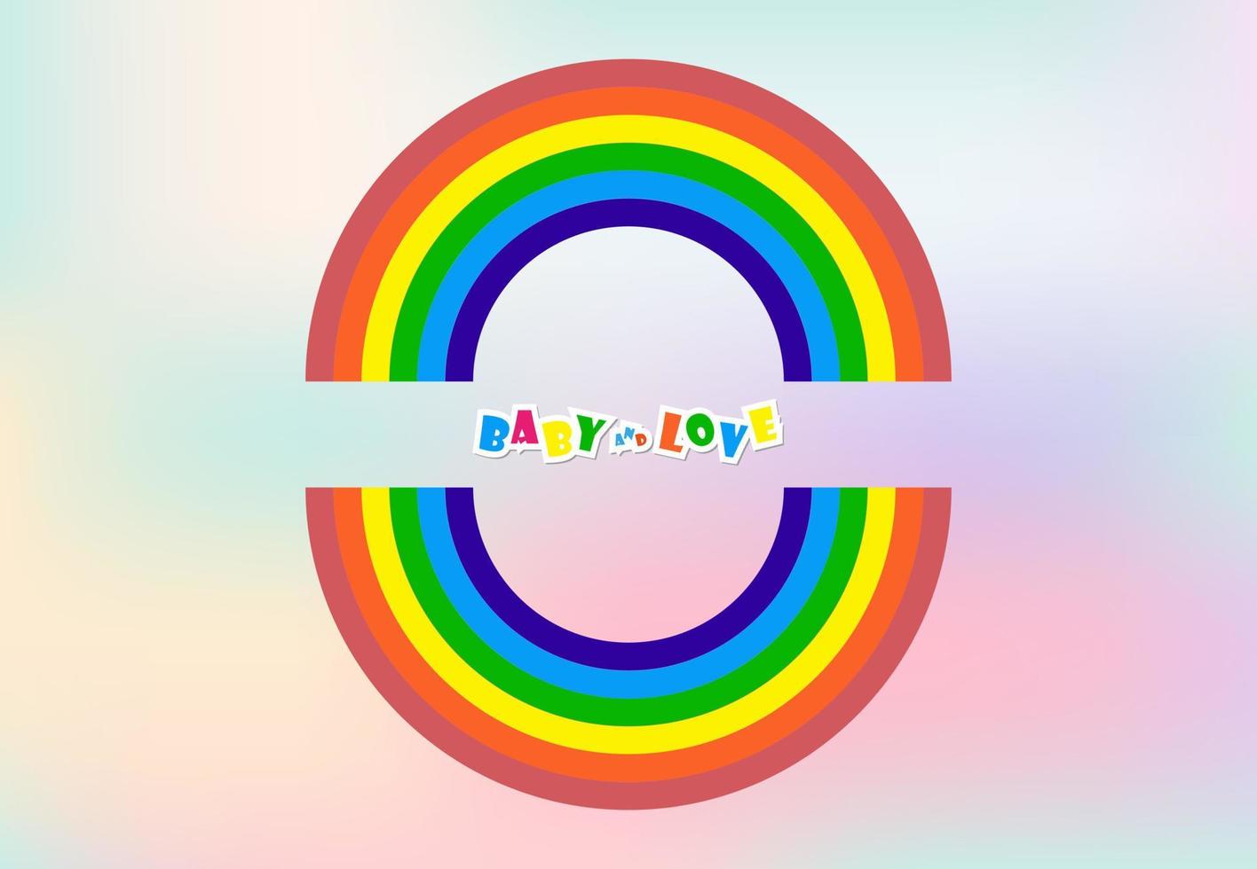 arco iris circulo con espacio para texto, niños y familia amor concepto bandera diseño en pastel fondo, vector ilustración