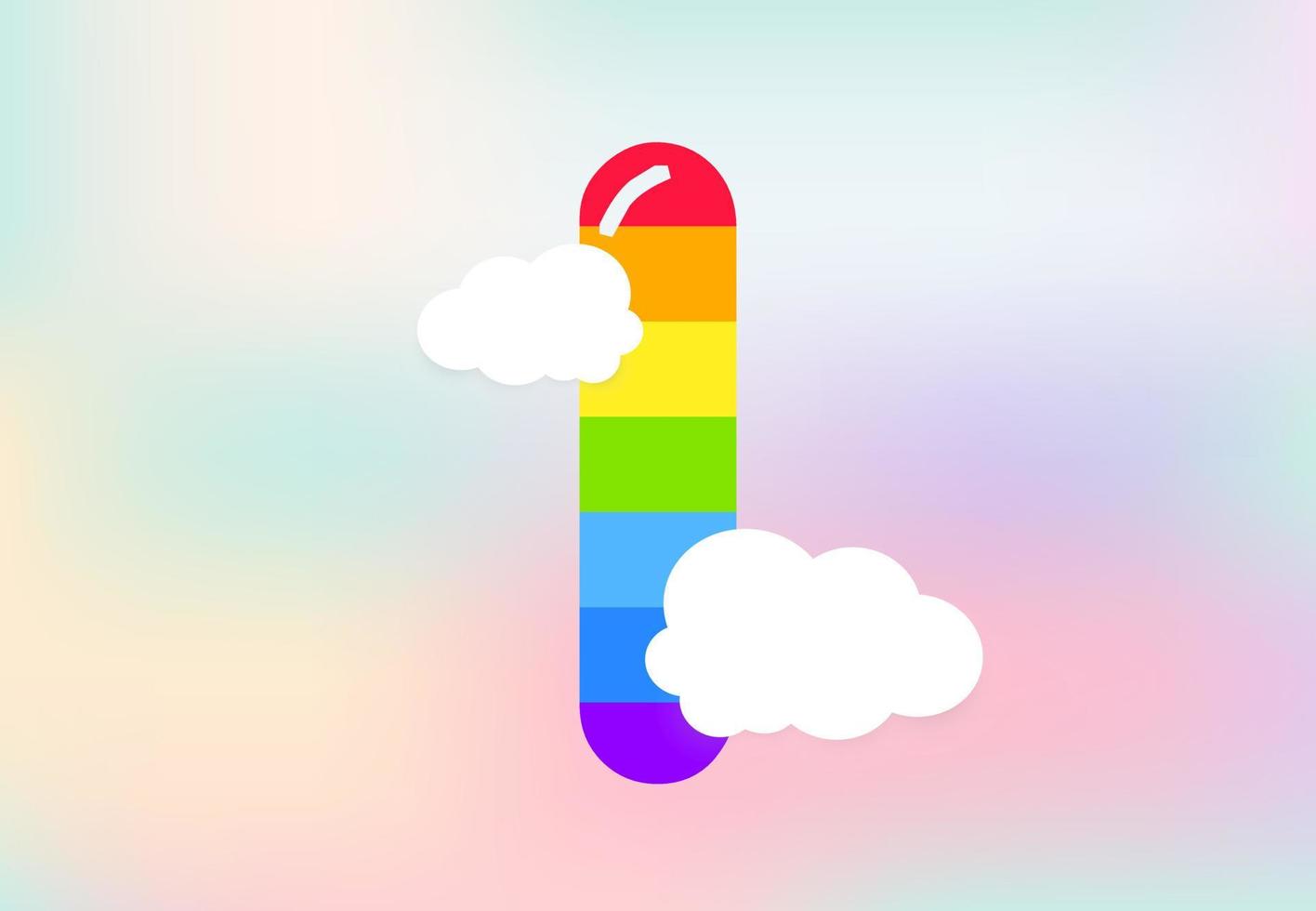 I Letter Rainbow patterns design, abstract rainbow letter for kids