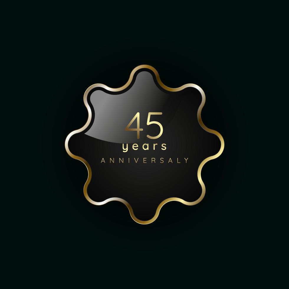 45 years anniversary Luxury gold element, button, symbol, Golden button and premium banner on dark background vector