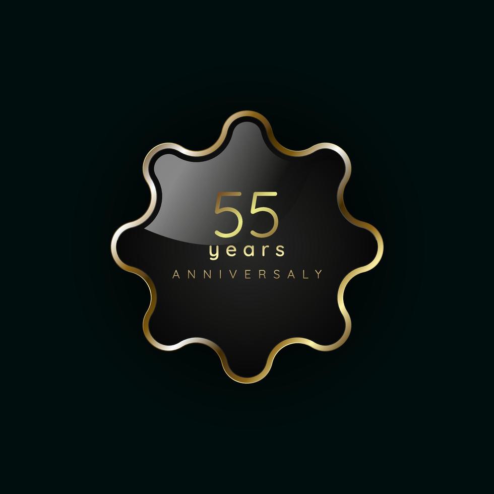 55 years anniversary Luxury gold element, button, symbol, Golden button and premium banner on dark background vector