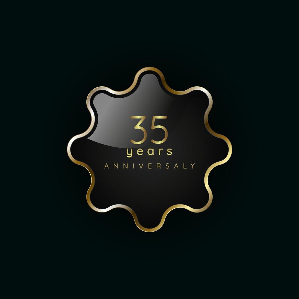 35 years anniversary Luxury gold element, button, symbol, Golden button and premium banner on dark background vector