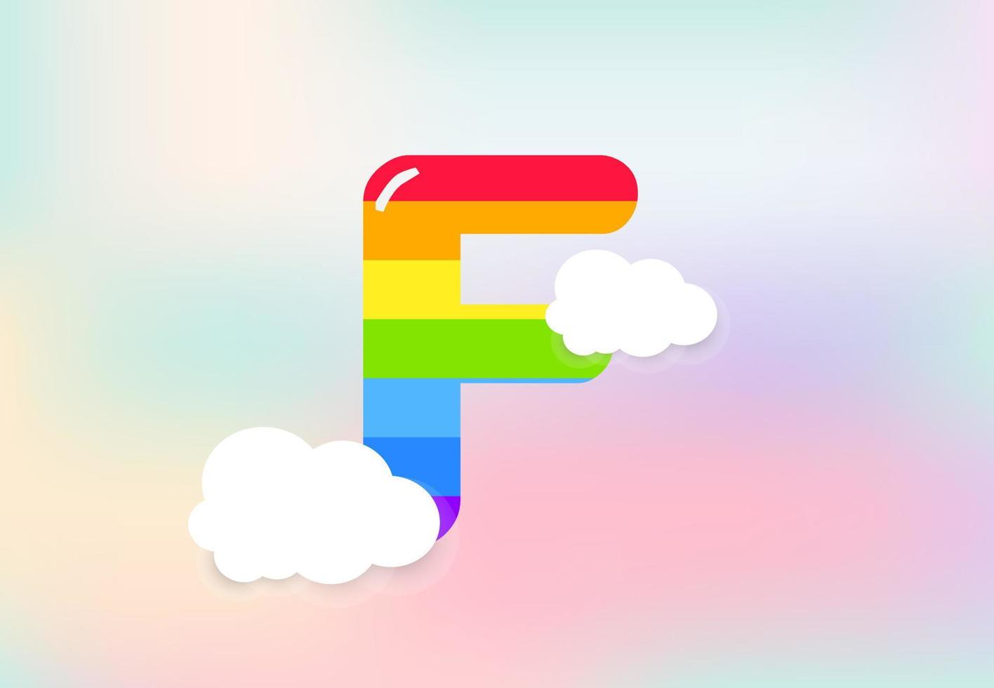 F Letter Rainbow patterns design, abstract rainbow letter for kids, love, family and scholl concept vector illustration design